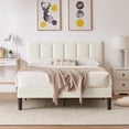 thumbnail image 1 of Taomika, Queen Size Tufted Upholstered Platform Bed Frame with Adjustable Height Headboard-Beige, 1 of 7