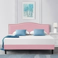 thumbnail image 1 of Taomika, Queen Size Tufted Upholstered Platform Bed Frame with Adjustable Height Headboard-Pink, 1 of 10