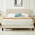 thumbnail image 1 of Taomika, Queen Size Upholstered Platform Bed Frame with Adjustable Headboard-Beige, 1 of 10