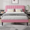 thumbnail image 1 of Taomika, Queen Size Upholstered Platform Bed Frame with Adjustable Headboard-Pink, 1 of 11