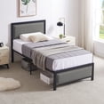 thumbnail image 1 of Taomika, Twin Size Platform Bed Frame with Headboard ,Grey Bed Frame, 1 of 6