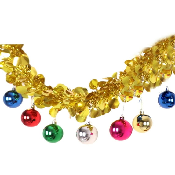 Taomzat Clearance Christmas Tinsel Twist Garland, Round Shape Sequins Tinsel Garland, Hanging Party Colorful Strip for All-Seasons Indoor Outdoor Home Party Decor, 66.9 Inch, Yellow