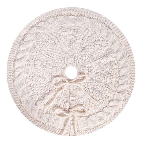 Beautynvta Christmas Tree Skirt, 18 Inch Small Solid Color Knitted Xmas Tree Skirt Carpet, Tree Ornaments Tree Mat Base Cover for Xmas Holiday Home Party Decor, White