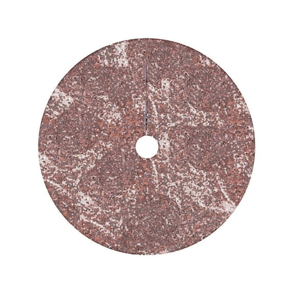 Beautynvta Christmas Tree Skirt, 36 Inch Glitter Sequin Velvet Xmas Soft Tree Mat, Vintage Velvet Tree Skirt for Christmas Holiday Party Decor, Rose Gold