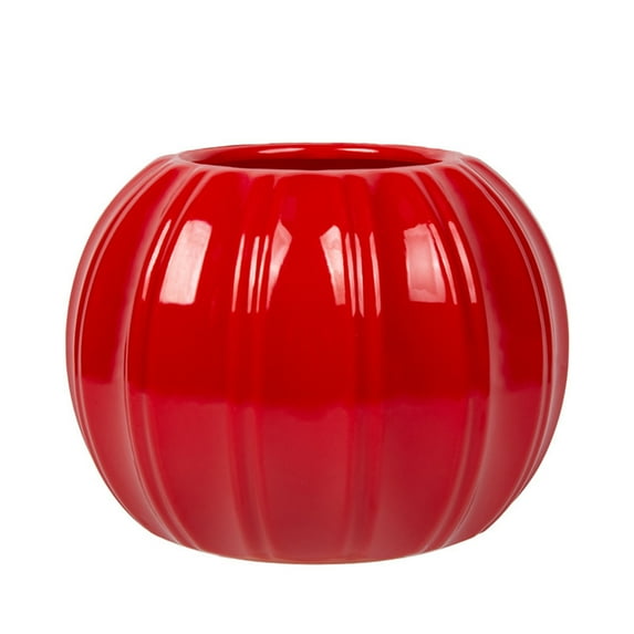 Taomzat Clearance Pumpkin Shape Vase, Artificial Pumpkin Plastic Pot, Imitation Pumpkin Festive Vase for Home Room Office Party Fall Halloween Thanksgiving Day Decor, Red
