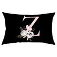 thumbnail image 1 of Beautynvta Throw Pillow Covers, Decorative and Soft Pillow Cases, Alphabet and Flowers with Pure Black Background Print Cushion Case for Living Room Home Office Decor, 11.8" x 19.7", 1 of 2