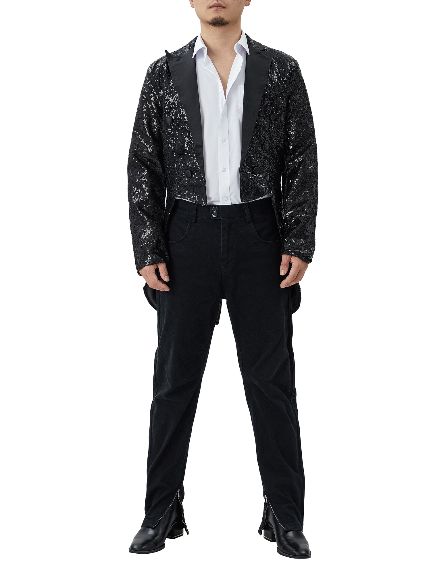 Men's Sequin Tuxedo Tailcoat Blazer - Swallowtail Party Wedding Show Jacket