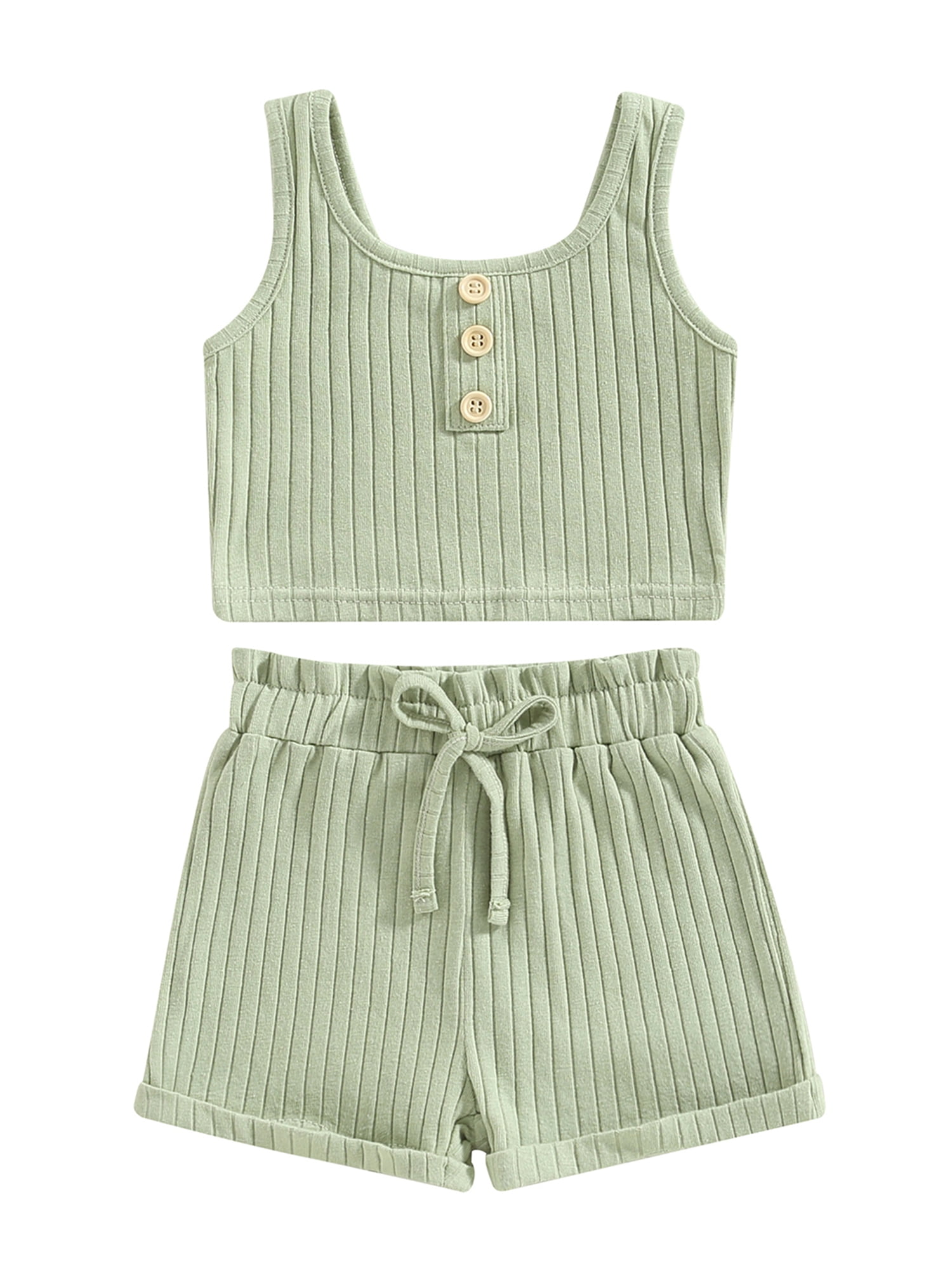 Taoocy Toddler Baby Girl Summer Clothes Set 2PCS Ribbed Tank Top ...