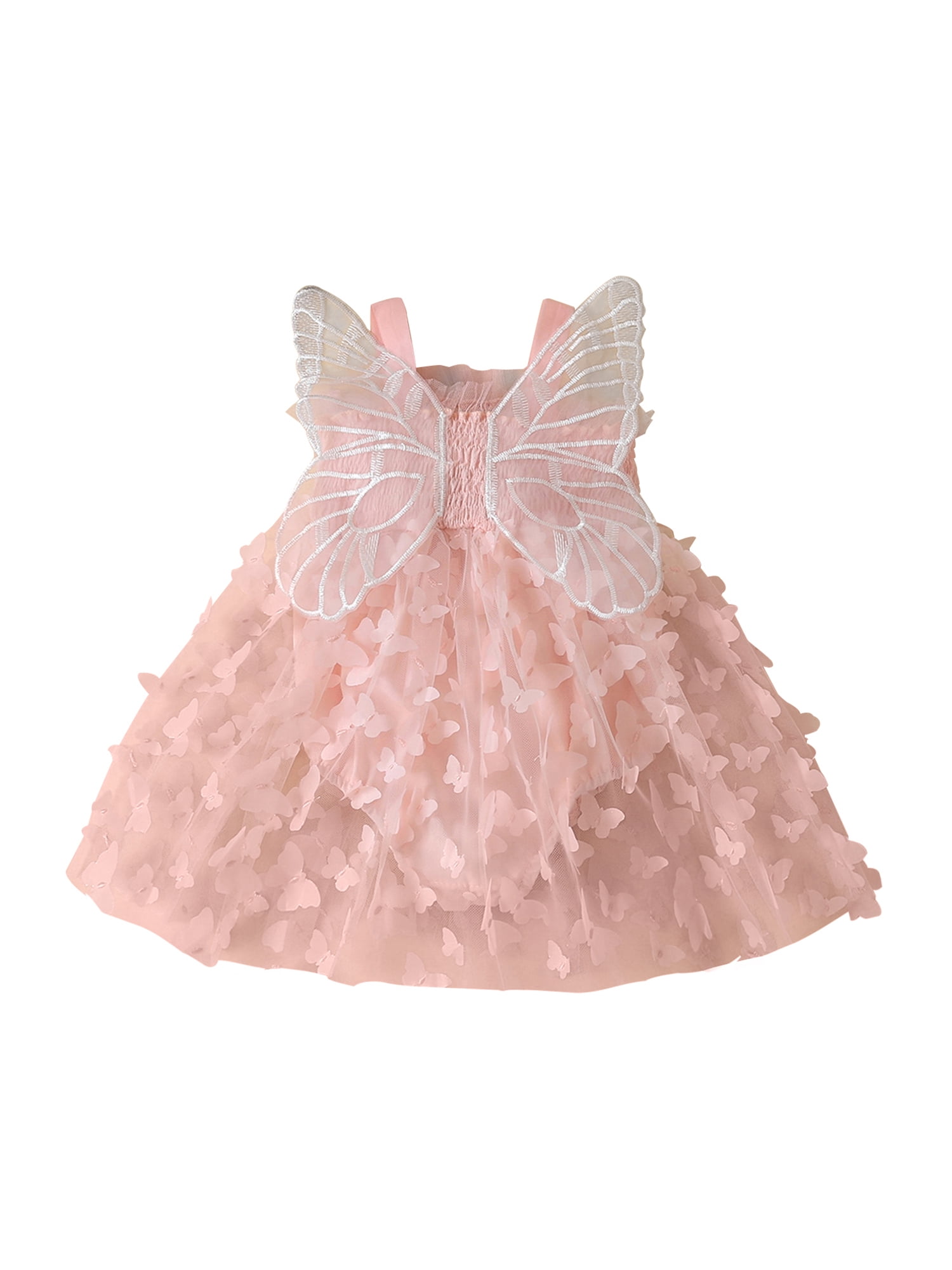 Taoocy Toddler Baby Girls Tutu Romper Sleeveless Pleated Butterfly Tulle Dress Princess Aline