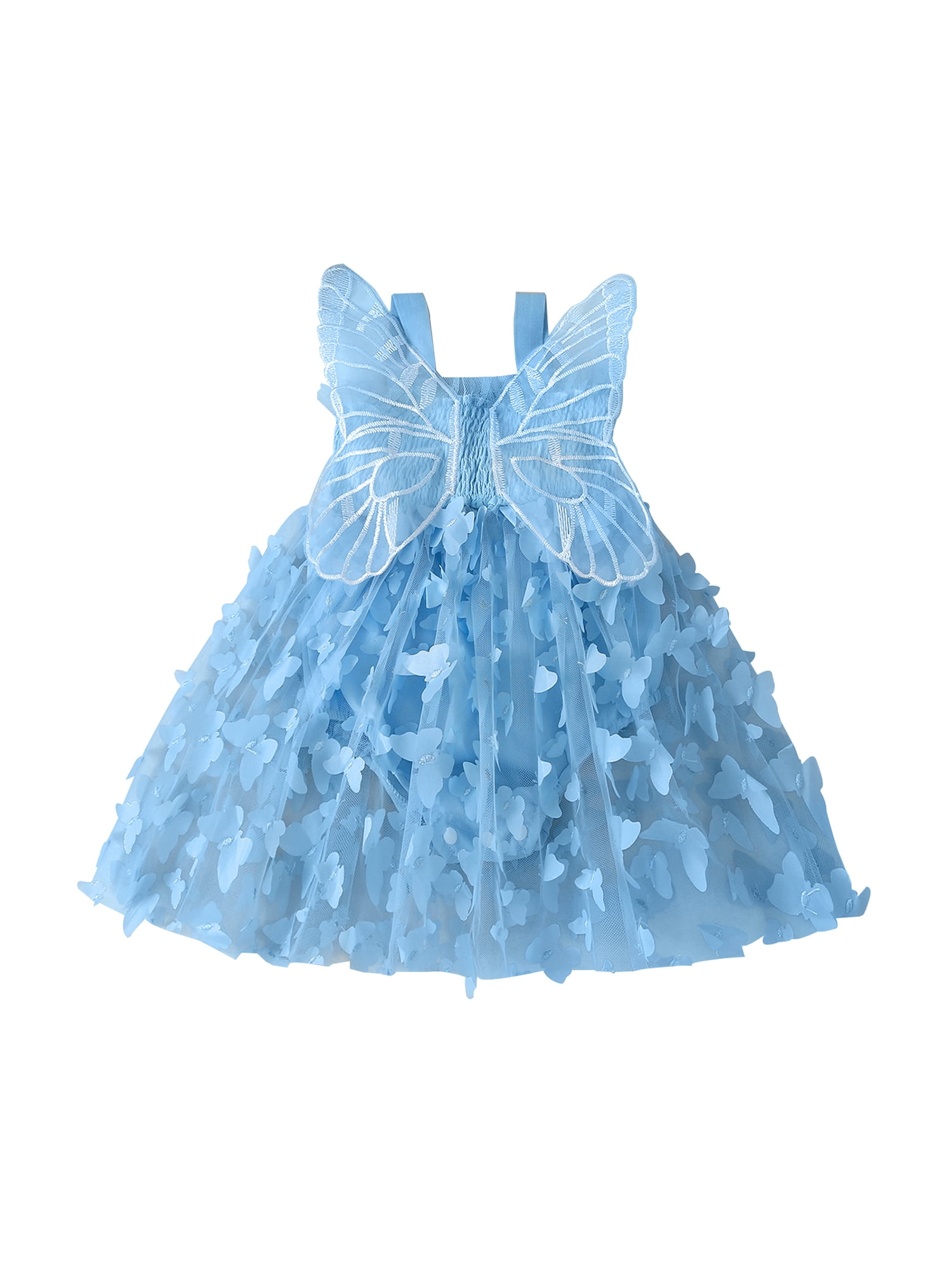 Taoocy Toddler Baby Girls Tutu Romper Sleeveless Pleated Butterfly Tulle Dress Princess Aline