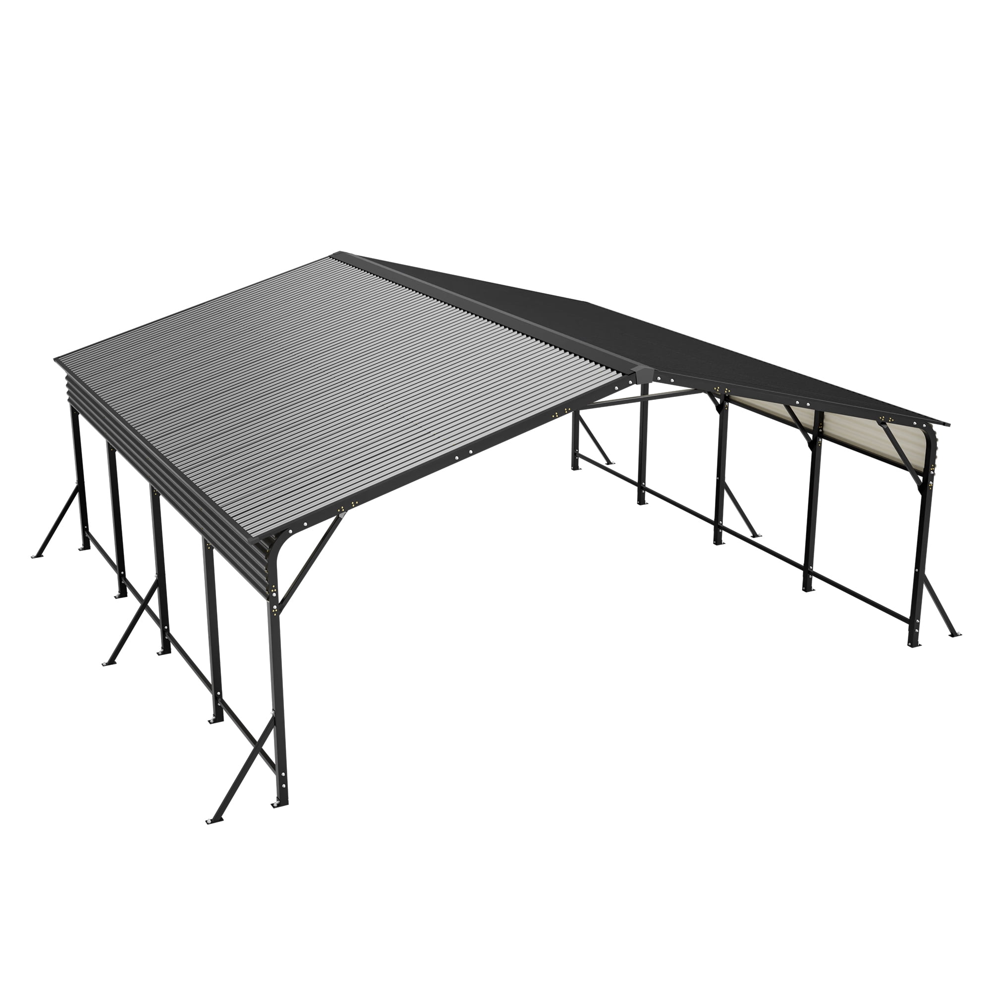 Taoruifang 20x20 ft Galvanized Steel Carport Canopy, Heavy Duty UV-Proof Waterproof Roof, Black
