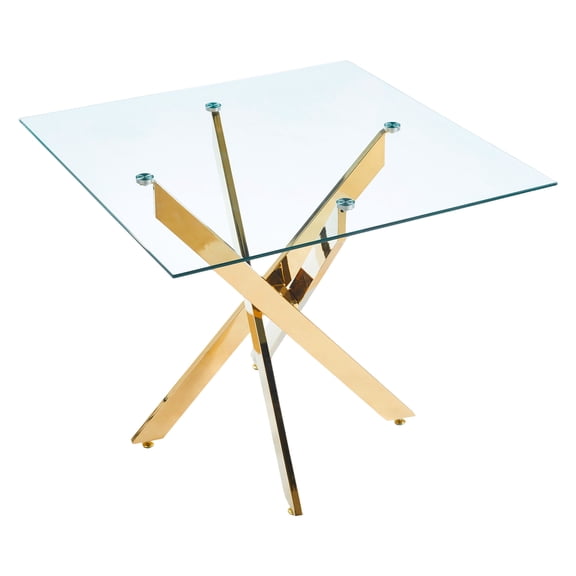 Taoruifang 35-Inch Square Dining Table Tempered Glass Chrome Legs