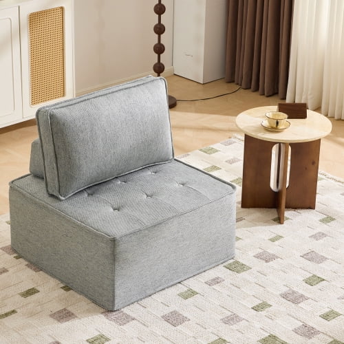 Taoruifang Modern Linen Wood Modular Sofa Light Gray 1 Seat elegant square shape for apartment
