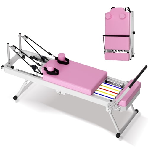 Taoruifang Pilates Reformer Machine Foldable Pink 330.5 lbs Capacity Pilates core bed