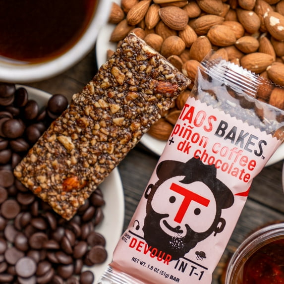 Taos Bakes - Breakfast Bars - Piñon Coffee + Dark Chocolate - Gluten Free, Non-GMO - 12 pk, 1.8oz ea