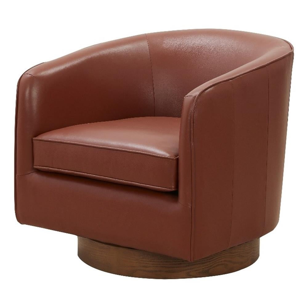 Taos Caramel Top Grain Leather Swivel Barrel Chair