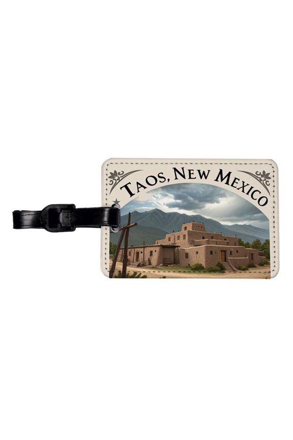 Taos, New Mexico NM Travel City State Stamp Faux Leather Travel Luggage Tag