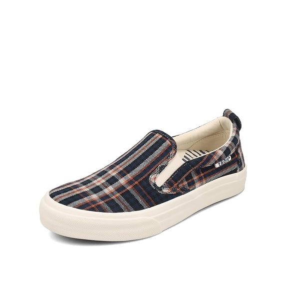 Taos Rubber Soul Slip-On Women's Sneaker - Fresh and Clean Canvas Design with Effortless Style, Removable Footbed and Arch Support - Elevated Comfort for All-Day Fashion Blue Plaid 10 M