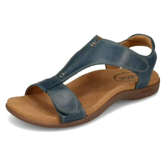 Taos The Show Premium Leather Women's Sandal - Experience Everyday Style, Comfort, Arch Support, Cooling Gel Padding and an Adjustable Fit for Exceptional Walking Comfort Petrol Blue 10 (M) US
