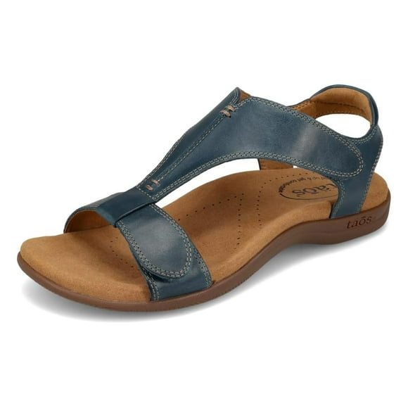 Taos The Show Premium Leather Women's Sandal - Experience Everyday Style, Comfort, Arch Support, Cooling Gel Padding and an Adjustable Fit for Exceptional Walking Comfort Petrol Blue 7 (M) US