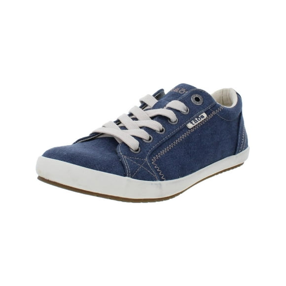Taos Womens Star Canvas Lace Up Sneakers Blue 8 Medium (B,M)