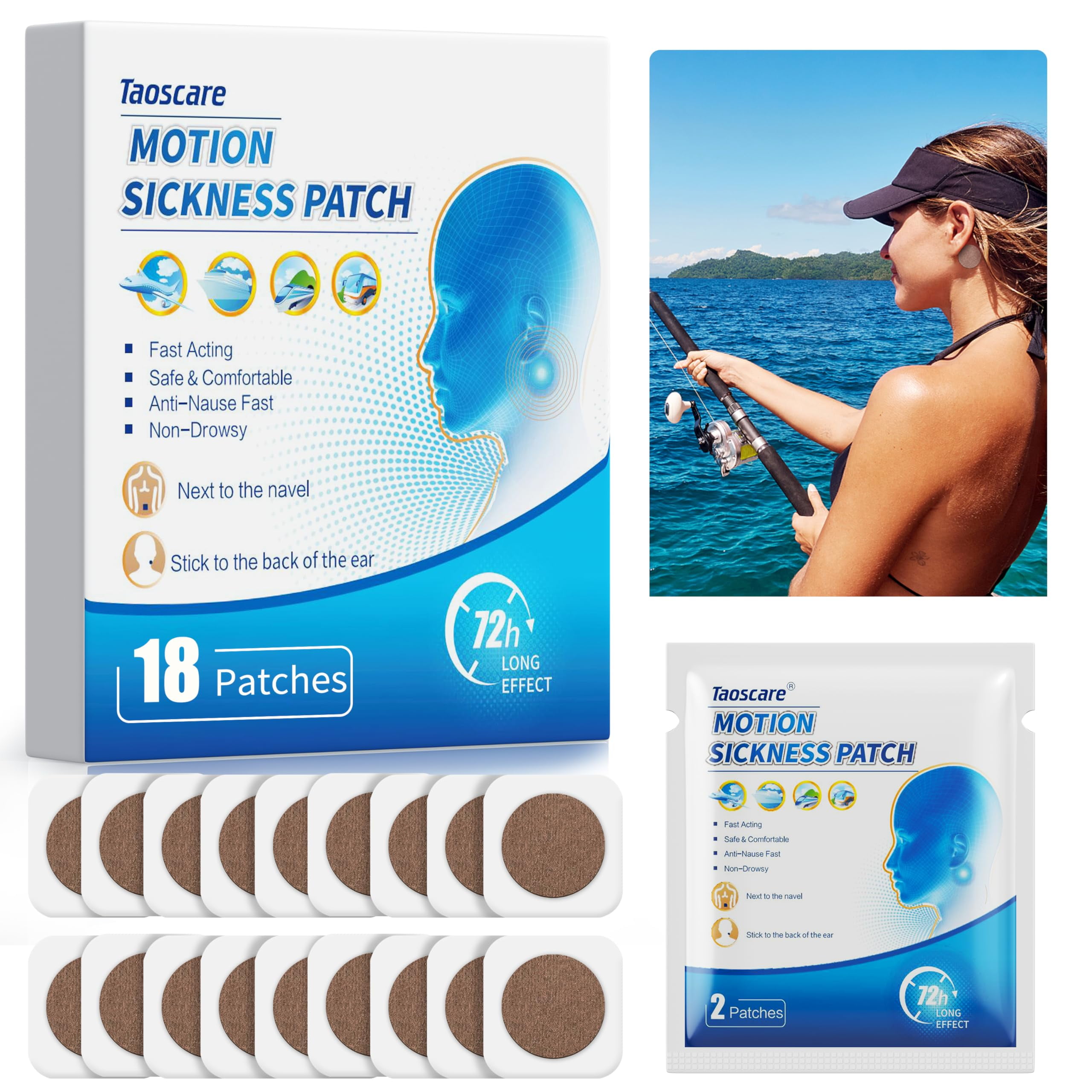 Taoscare Motion Sickness Patches for Cruise, Sea Sickness Patch for