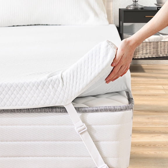 Taoset Gel Memory Foam Mattress Topper with Non-Slip Base - Machine Washable, Pressure Relieving Support, 3 Inch Queen Size