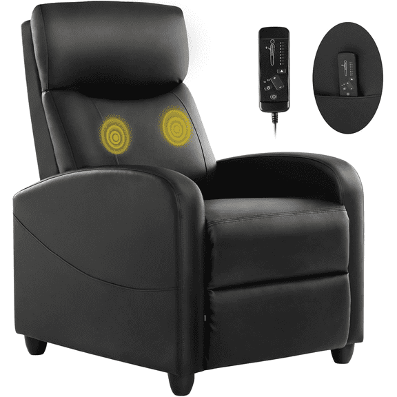 Taoset Massage Recliner Chair with 8 Modes & Adjustable Footrest - 90° to 160° Reclining for Ultimate Relaxation, Black