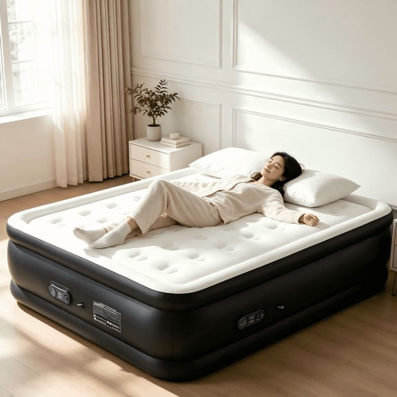 Taoset Queen 22" Pillow-Top Inflatable Bed with Built-in Pump – Superior Height, Heavy-Duty Waterproof Shell, Crafted for Uncompromising Relaxation Wherever You Roam