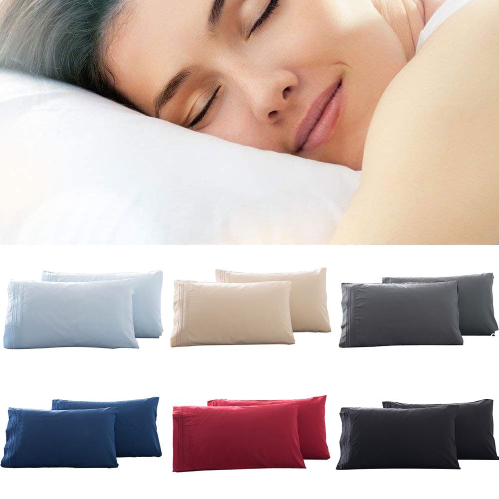 Taosunzt 2Pcs King Queen Stylish Solid Color Bed Pillow Case Cushion