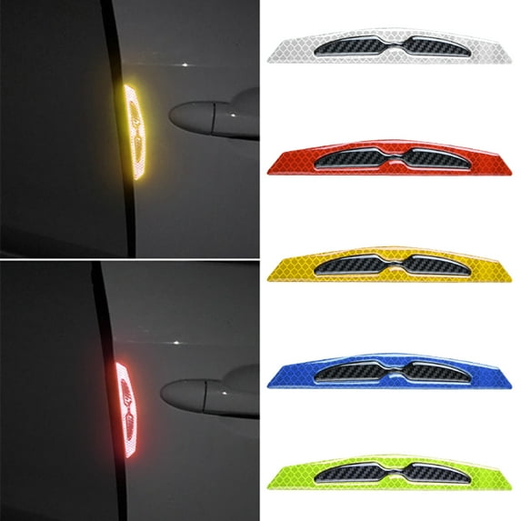 Taosunzt 4Pcs Car Door Bumper Strip Universal Anti collision Reflective Scratch Protector Door Edge Guards Trim Molding Strip Vehicle Supplies Yellow