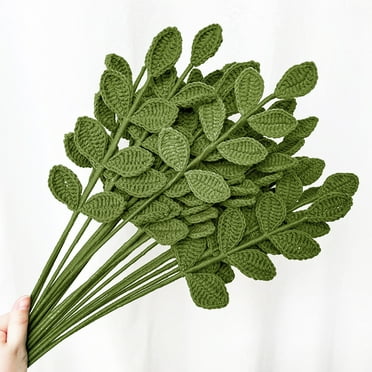 Taosunzt Artificial Eucalyptus Leaf Bright Color Non-Fading Extra Soft Timeless Realistic Looking Lightweight Handmade Crochet Artificial Eucalyptus Leaf Decor Home Supplies Green
