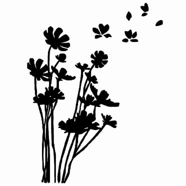 Taosunzt Beautiful Flowers Car Vehicle Body Window Reflective Decals Sticker Decoration Black