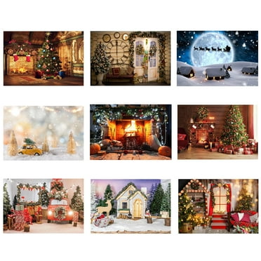 Taosunzt Christmas No-wrinkle Fabric Backdrop Washable Photo Studio Background Screen Party Decor