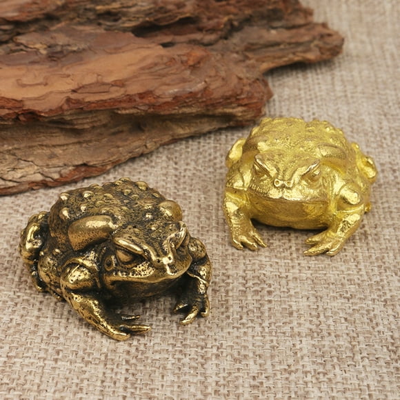 Taosunzt Decorative Golden Toad Ornament Retro Auspicious Good Meaning Money Frog Statue for Office Bronze Gray