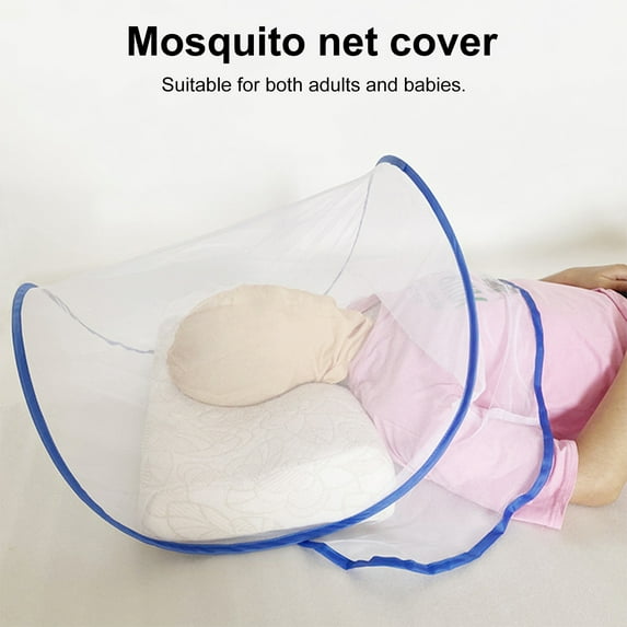 Taosunzt Head Net Cover Reusable Tear resistant Installation free Foldable Effective Breathable Universal Camping Head Mesh Canopy Bedroom Supplies Blue