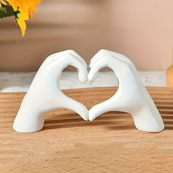 Taosunzt Love Heart Hand Figurine Heart-shaped Gesture Resin Statue Sculpture Home Office Wedding Party Desktop Decoration Ornament Red