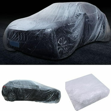 Taosunzt Transparent Car Cover Transparent Durable Dustproof Elastic Band Windproof Sun Shade Eco-friendly Disposable Clear Car Cover for Automobile Clear S
