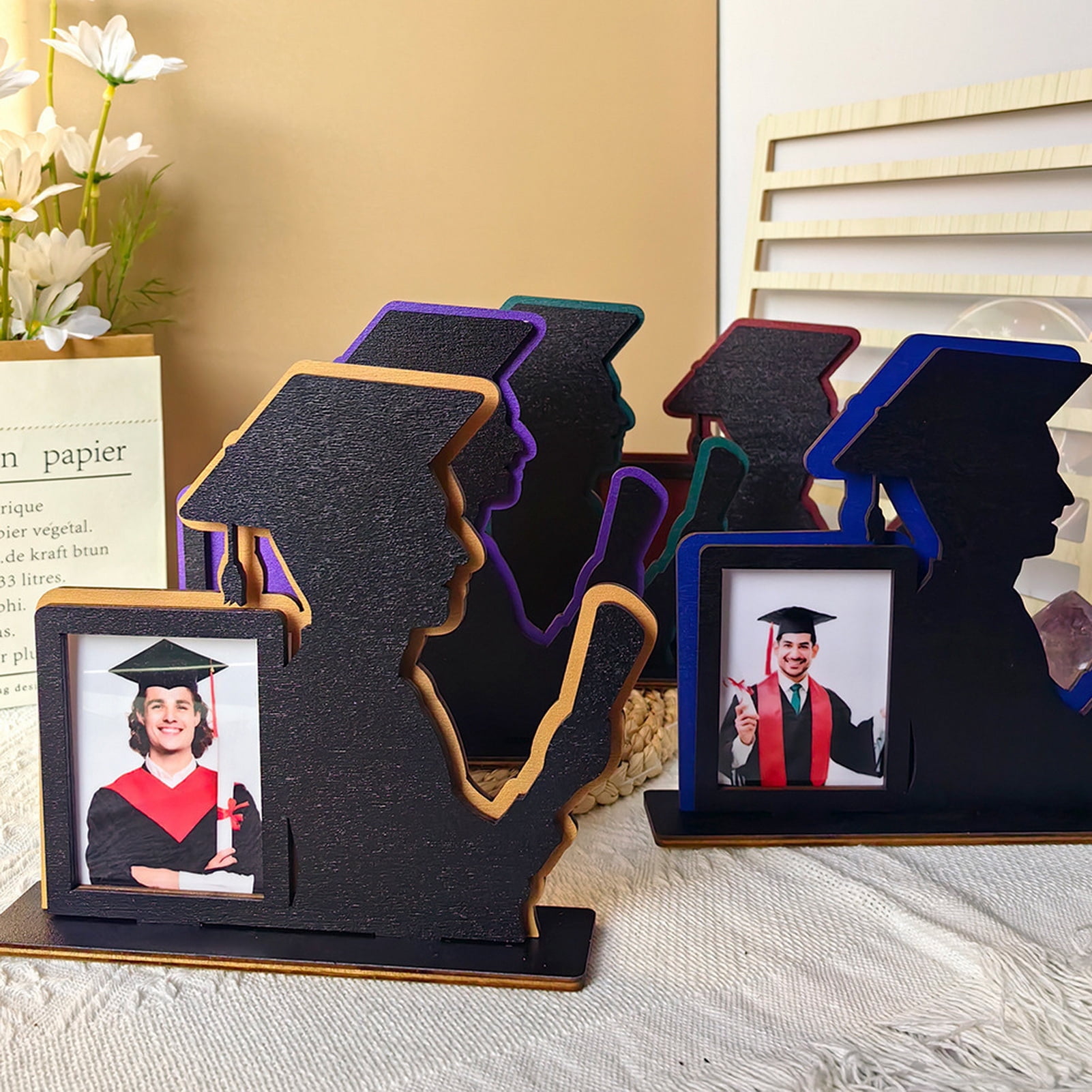 Taosunzt Wooden Graduation Photo Frame Male Graduates Outline 3D ...