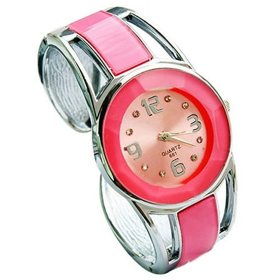 Windcarnival Women Fashion Opening End Quartz Analog Round Case Bracelet Bangle Wrist Watch