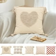 thumbnail image 1 of Taotanxi 1 Pcs Heart Throw Pillow Covers Neutral Love Pillow Covers Decorative Mother Day Embroidery Cushion Case Rustic Farmhouse Boho Gift Home Decor for Couch Sofa, 18 x 18 Inches, 1 of 7