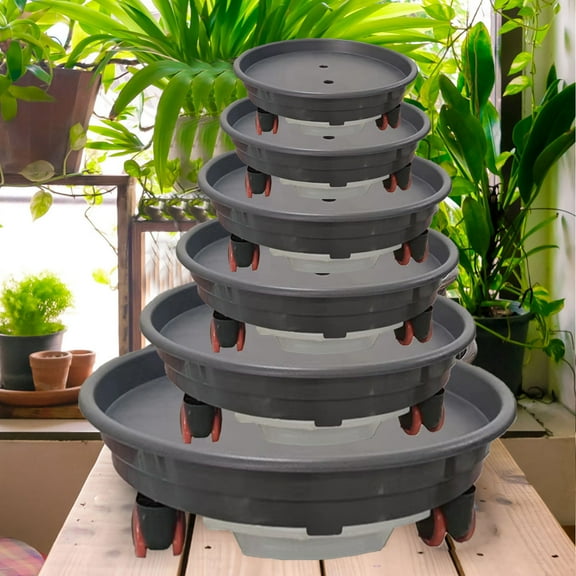 Taotanxi 10.6 " Planter Caddies Rolling Saucer Caddy with Wheels, Heavy Duty Wheeled Stand for Potted Plant, Round Coaster Roller Base Tray with Casters, Flower Pot Dolly Holder for Indoor Outdoor