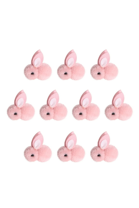 10 Pcs Mini Plush Easter Bunny Animals, Miniature Stuffed Rabbit, Soft Tiny Stuffed Animals Easter Bunnies Plush Rabbit for Easter Decorations, DIY Hair Clips(Pink)