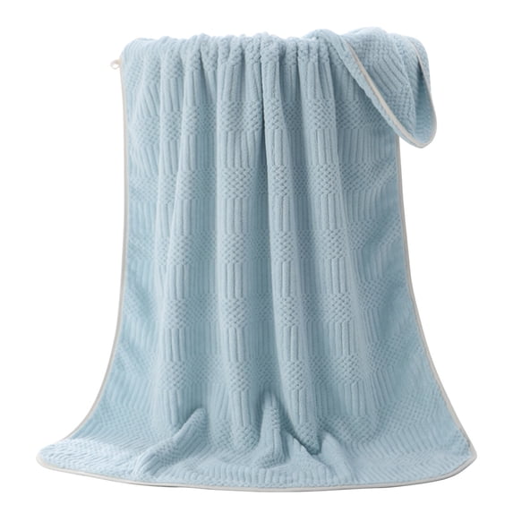 Taotanxi 100% Organic Cotton Jacquard 350 GSM Premium Bath Towel - Extra Absorbent Quick Dry and Plush (Blue,27*55")