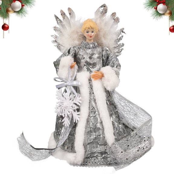 Taotanxi 13" Christmas Angel Treetop,Multicolor Angel Christmas Tree Topper(A)