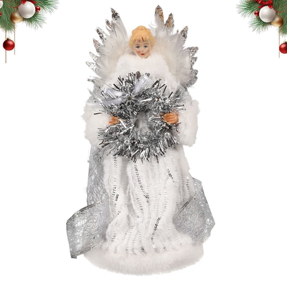 Taotanxi 13" Christmas Angel Treetop,Multicolor Angel Christmas Tree Topper(E)