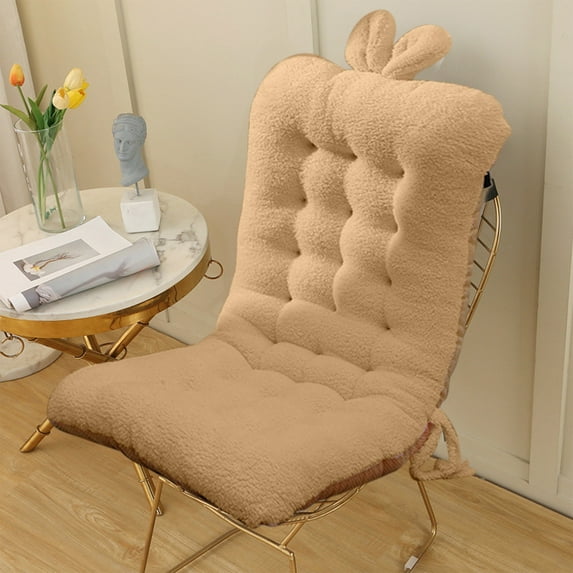 Taotanxi 18 In Jumbo Rocking Chair Cushions With Ties,Non-Slip Durable Linen Pads Thick Padding And Tufted Design for Living Room Rocker (Khaki, Set Of Seat & Back Cushion)