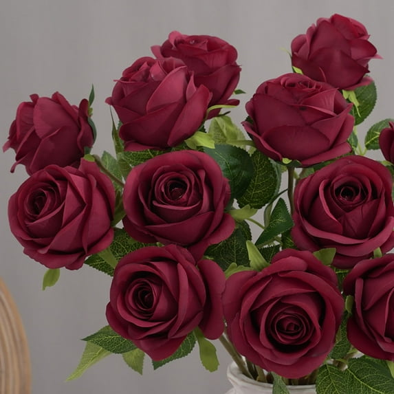 Taotanxi 19in. Rose Flower (1Single Pack) Artificial Plant, 19"H x 3.25"W x 3.25"D, Red