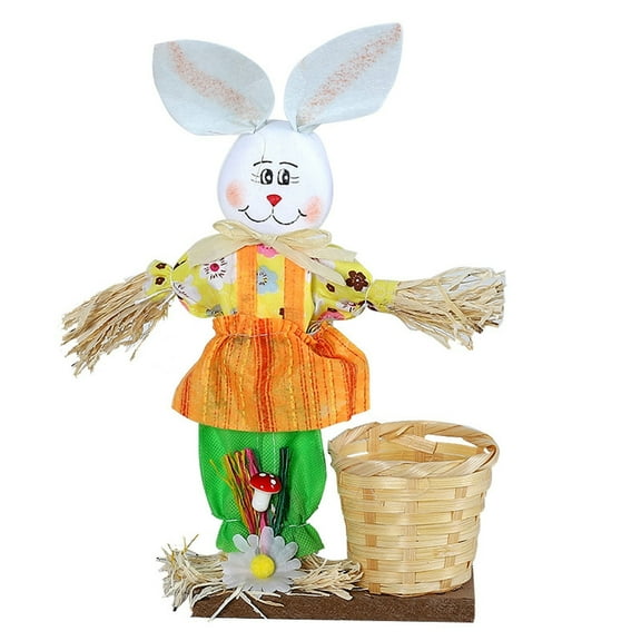Taotanxi Easter Bunny Basket, Crafty Bamboo Basket, Animal Basket, Children's Handmade Creative Ornament, Orange