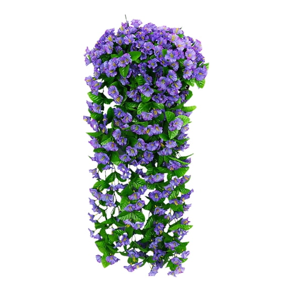 Taotanxi 1PCS Artificial Fake Hanging Flowers Plants for Outdoor Spring Decor Faux Silk Morning Glory Flowers Trailing Vines UV Resistant Hanging Plants for Home Porch Patio Garden Planter Decor